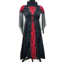 Halloween Vampiress Costume Black Velveteen Red Spiderweb Accent Girls S... - $12.37