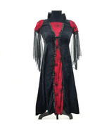 Halloween Vampiress Costume Black Velveteen Red Spiderweb Accent Girls S... - £9.66 GBP