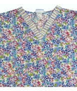 Fashion Scrubs Top Floral Spring Allover Pattern Womans XL Multicolor Scrub - $14.84