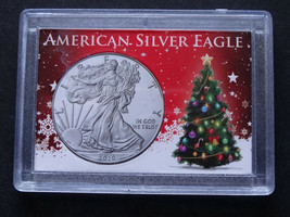 American Silver Eagle Frosty Case Snaplock Coin Holder Christmas Tree 2X3  - $7.49