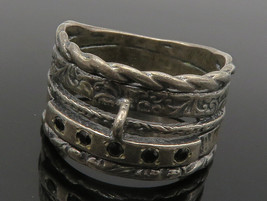 SHABLOOL 925 Silver - Vintage Black Hematite Split Band Ring Sz 10 - RG13318 - £37.43 GBP