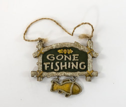 Christmas Ornament Sign Gone Fishing By Kurt S. Adler, Inc Fish 3.75" Vintage - £9.73 GBP