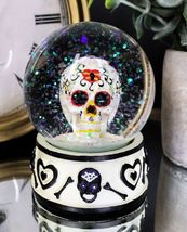 Black And White Hearts And Bones Day of the Dead Sugar Skull Small Water... - $22.99