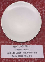 FLINTRIDGE China Bon Lite Mirador Coupe Ivory Platinum Trim Salad Plate ... - $9.98