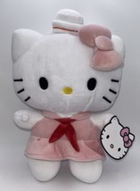 Sanrio Hello Kitty Plush Toy 11” PalePink Dress With Red Tie And Hat  Rare 2023 - £21.57 GBP