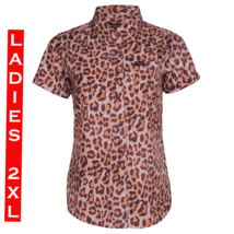 DIXXON FLANNEL - RICK Party Shirt - Short Sleeve - Women&#39;s 2X ( cheetah print ) - £54.29 GBP