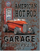 American Hot Rods Rat Rod Garage Muscle Car Vintage Retro Wall Decor Sign - £12.73 GBP