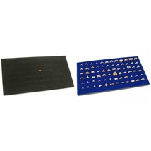 Black &amp; Blue Foam Ring Pad Jewelry Showcase Display Tray Case Insert Kit... - £10.80 GBP