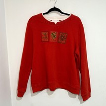 Breckenridge XL Crewneck Sweatshirt Grannycore Cottage Plant Leaves - $20.11