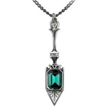 Alchemy Gothic Sucre Vert Absinthe Spoon Pendant Necklace Green Crystal P607 - £37.64 GBP
