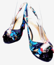 Vintage Inspired SAM &amp; LIBBY Women Slingback Pump Size 7 Floral Patent 1... - £21.95 GBP