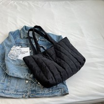 Large Capacity Winter Shoulder Bag New Solid Nylon Handbags Cotton Casual Tote B - £19.30 GBP