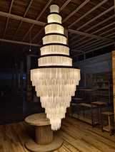 Majestic Selenite Crystal Waterfall 7 Sets Chandelier 102&quot; - £29,891.90 GBP