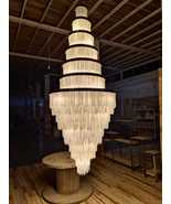 Majestic Selenite Crystal Waterfall 7 Sets Chandelier 102&quot; - £29,881.53 GBP