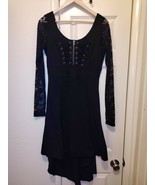 Tripp NYC Dang Goodman Lace Sleeve Bodice High Low Stretch Black Dress S... - $56.43