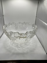 Clear Crystal Etched Flower Bow Pattern, Round Bowl 8.5 inch GREAT FOR H... - £17.28 GBP