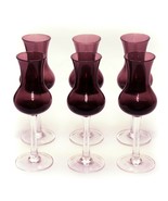 Set of 6 Tulip Snifter Nosing Purple Glass Long Stem Liquor Spirit 2 oz ... - £59.31 GBP