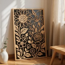 Floral Cutout Wood Wall Art – 2-Layer Cherry and Basswood Botanical Decor - $44.00