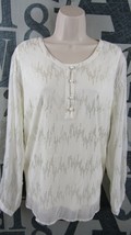 New Christopher &amp; Banks Women P/XL Sheer Blouse Tank Top Lined Ivory /Gold $45 - £17.58 GBP