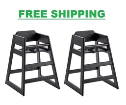 (2/Pack) Stackable Restaurant WOODEN HIGH CHAIR SEAT Baby Toddler - Blac... - $291.99