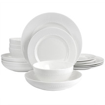 Gibson Elite Embossed Bone China 16 Piece Double Bowl Dinnerware Set in White - $99.70