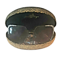 Joan Boyce Rhinestone Studded Square Frame Sunglasses w Gold Clamshell Case - £31.02 GBP