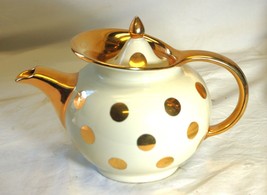 Hall Windshield Teapot Gold Label Kitchenware Dots 6 Cups USA - £47.37 GBP