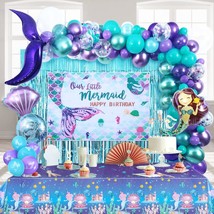 Little Mermaid Party Decorations Birthday Supplies Girls Mermaid Balloon Garland - £31.49 GBP