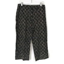 Ralph Lauren Wide Leg Crop Pants Black Pattern 100% Cotton Women&#39;s Size 10 - $29.69