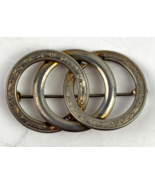 Vintage MidCentury Triple Circle Etched Pin Brooch 1.5” SilverTone Signe... - $11.99