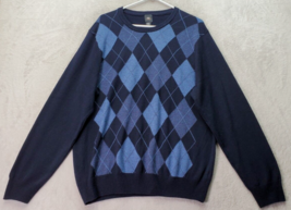 DOCKERS Sweater Mens Size XL Blue Argyle Aclyric Long Raglan Sleeve Round Neck - £9.50 GBP