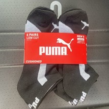 PUMA SOCKS MEN&#39;S Low Cut LARGE (10-13) Black/Gray- PACK 6 Cushioned - £13.84 GBP