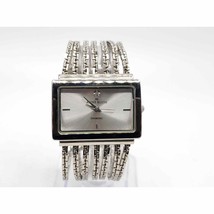 Anne Klein Diamond Watch Women New Battery Silver Tone 29mm Rectangle - £23.91 GBP