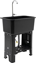 Black Utility Sink Freestanding Utility Sink with 360 Adjustable Faucet,  - $189.95 CAD