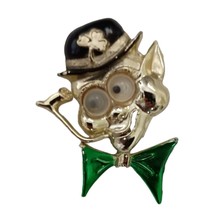 Beatrix Leprechaun Brooch Googly Eyed Pin Vintage St. Patrick&#39;s Day Enameled - £10.74 GBP