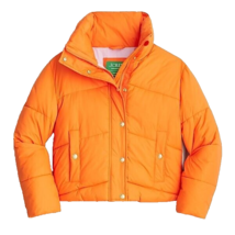 NWT J.Crew Limited-edition Cropped Puffer Jacket in Bold Tangerine Orange XS - £74.00 GBP