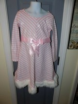 Bonnie J EAN PINK/WHITE Fur Sequence Dress Size 6 Girl&#39; S Nwot Read Below - £22.02 GBP