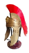 Medieval Brass Praetorian Knight Roman Helmet With Crest Red Plume Best Gift - $110.18