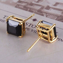4Ct Princess Cut Cubic Zirconia Solitaire Earrings 14K Yellow Gold Plated-Silver - £83.92 GBP