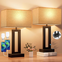 Seealle Bedroom Lamps for Night Stands - Touch Control, 3 Way Dimmable, USB C+A  - £96.31 GBP