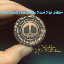 Mini Stainless Steel Skull Coin Shape Push Pop Slider for Collection &amp; Gift - £62.90 GBP+