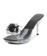Heel Slippers Transparent Crystal bottom  rhinestone Summer Sandals Fema... - £39.87 GBP