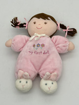 Carters Child of Mine My First Doll Pink Plush Brown Hair Bunny Slipper ... - $11.84