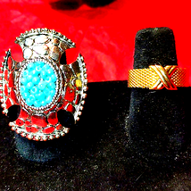 Vintage silver turquoise and gold ring Lot - $28.71