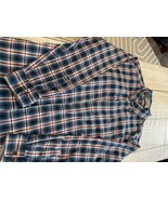 GH Bass &amp; Co Mens Large Flannel Red Blue Madras Plaid Long Sleeve Button... - $18.00