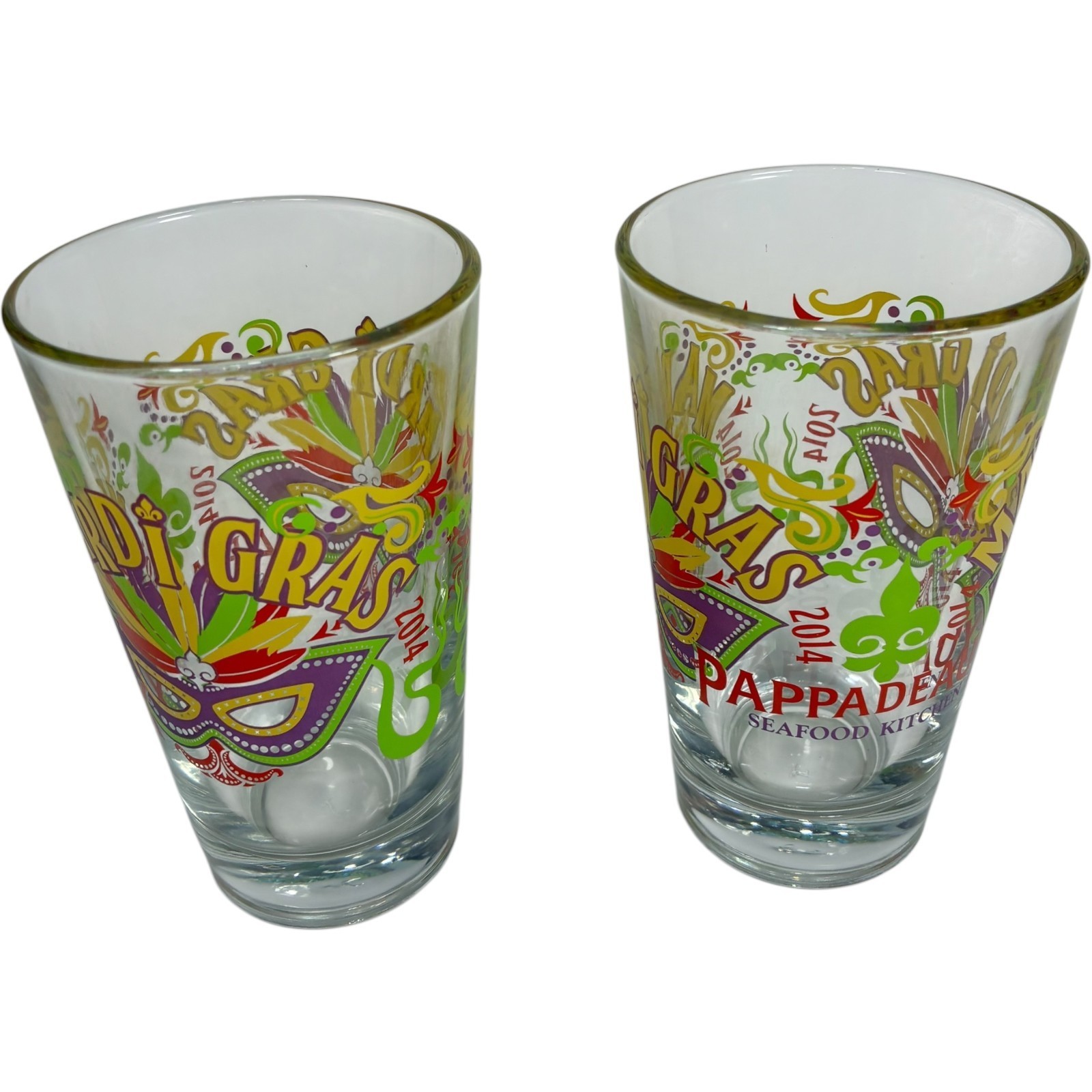 2 pcs Pappadeaux Seafood Kitchen Mardi Gras 2014 5-3/4" Glass Tumbler Item image 4