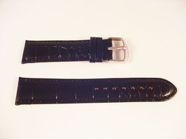 NEW BLACK LEATHER CROCODILE STYLE CUSHIONED WATCH BAND STRAP 16mm-24mm L... - £12.94 GBP