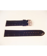 NEW BLACK LEATHER CROCODILE STYLE CUSHIONED WATCH BAND STRAP 16mm-24mm L... - £12.87 GBP