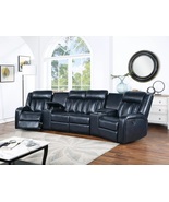 Pontevedra 5-Piece Black Gel Leatherette  Reclining Sectional with Dual ... - $1,568.00