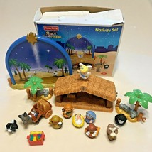 Fisher Price Little People Nativity Set Manger Bethlehem Backdrop 17pc N6010 - £33.50 GBP